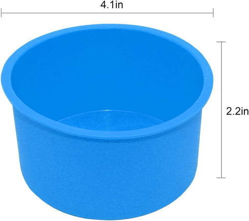 Silicone Mini Round Cake Molds, 4 Inch, Blue, Reusable, Non-Stick, Safe for Microwave, Oven, Freezer