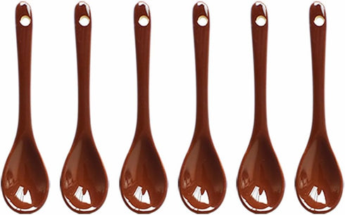 Yuauy 6 pcs Porcelain Egg Spoons Ceramic Spoons 4.7 inch Coffee Dessert Yogurt