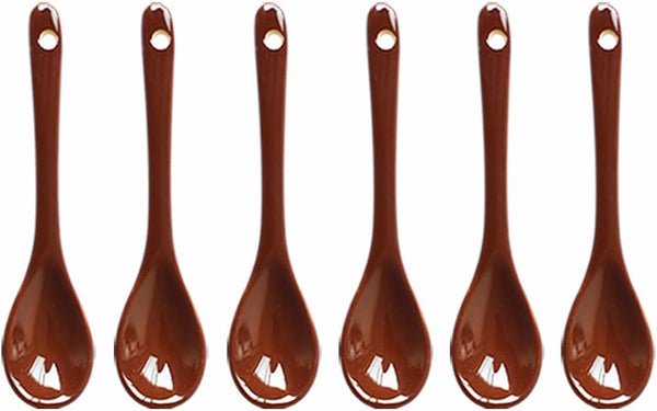 Yuauy 6 pcs Porcelain Egg Spoons Ceramic Spoons 4.7 inch Coffee Dessert Yogurt