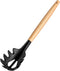 Wooden Handle Pasta Fork Spoon, 12" Silicone Spaghetti Fork, Food Grade Noodle Spoon, BPA Free, Strainer & Server