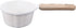 Kitchen Aluminum Nonstick Sauce Frying Pan with Wooden Handle and Pour Spouts for Heating, Boiling, Frying (White)