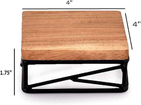 NIRMAN Counter/Plant Set 2 4" 4" 1.75") Riser Square Display Wooden Base Stand for Kitchen/Bathroom Stand of ( x x