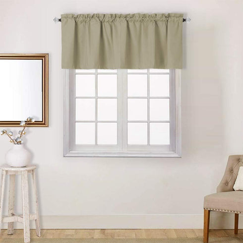 Window Valance Curtain for Kitchen Bathroom Living Room, Blackout Treatment Thermal Insulated, 54 x18 Inches Room Darkening Curtain with Rod Pocket, 1 Panel (Taupe)