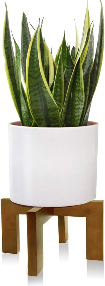 Wood Plant Stand, Mid Century Modern Planter Stand Rattan Flower Pot Stand,