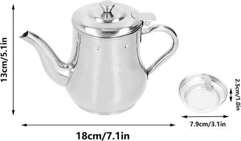 500 ML Stainless Steel Teapot, Silver Tea Kettle with Removable Infuser, Gooseneck Short Spout for Home Kitchen