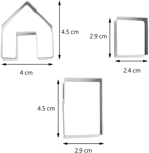 La Tartelette 3 Pcs Stainless Steel Christmas Mini House Mold Gingerbread Cookie Cutters Set