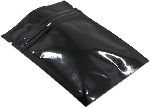 100 Pack Mylar Bags for Zip Reusable Small Aluminum Foil Lock Package Bag for Long Term Storage (Black, 2.3x3.1 inch)