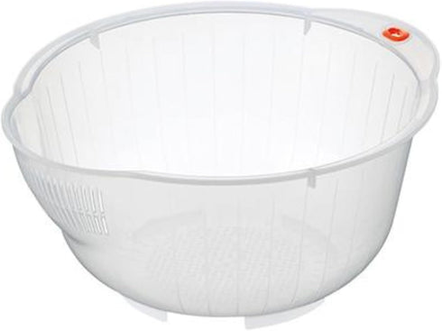 Japanese Rice Washing Bowl with Side and Bottom Drainers, Plastic