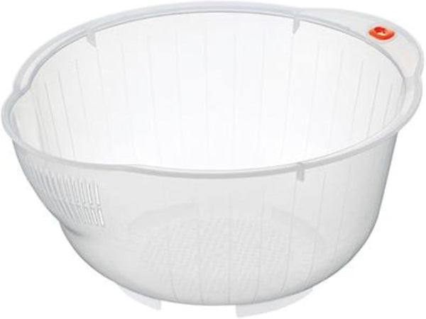 Japanese Rice Washing Bowl with Side and Bottom Drainers, Plastic
