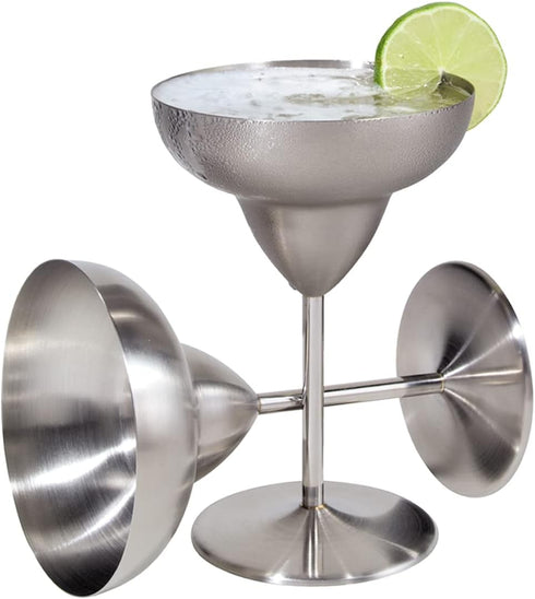 Oggi Stainless Steel Margarita Glasses, 12oz, Set of 2, Unbreakable for Outdoor Use