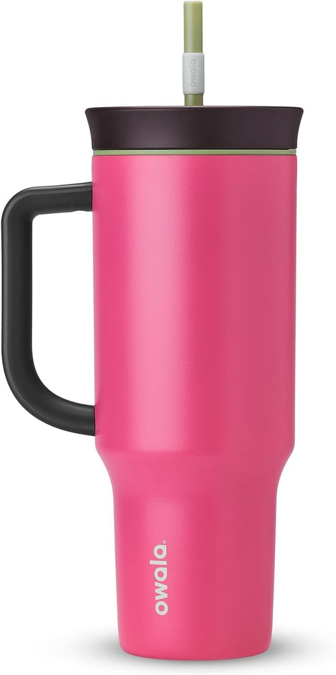 Owala Stainless Steel Triple Layer Insulated Travel Tumbler, 40 oz, Pink (Watermelon Breeze)
