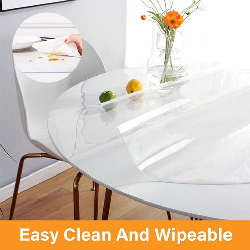 VeeCano 16 Inch 2Pcs Round Clear Plastic Table Protector Cover PVC Vinyl Desk Pad Mat Waterproof Non-Slip Easy Clean