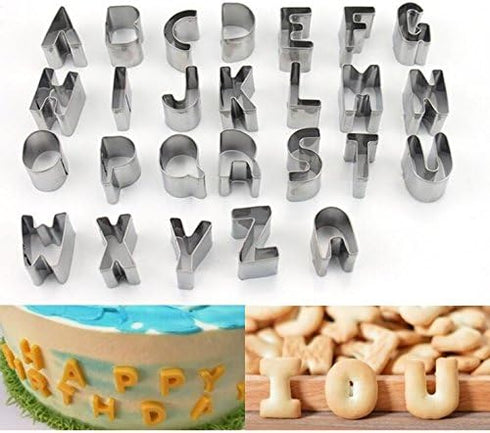Mini Alphabet Number Cookie Cutters, 37 Pieces Stainless Steel Letter Mold Tools for Fondant, Cake, and Dough