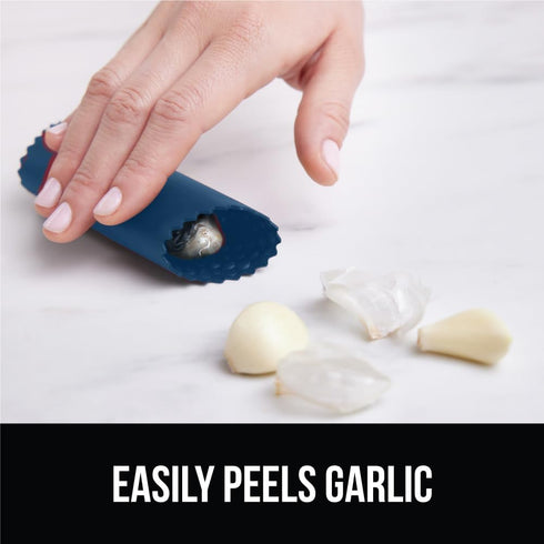 Set, GORILLA GRIP Garlic Press and Peel Heavy Duty Mincer Tool, Large Ergonomic Handle, Easily Mince and Crush Garlics