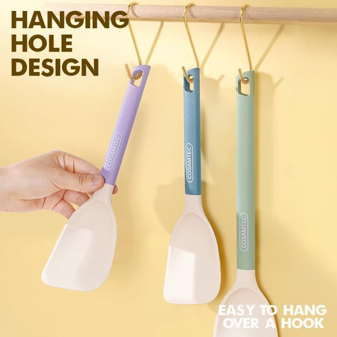 Silicone Mini Spatula with Stainless Steel Inner Core, Flexible Beveled Turner, Heat Resistant Cooking Utensils