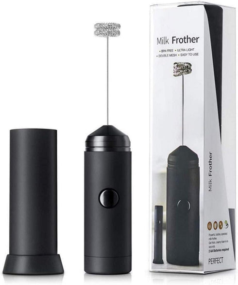 Handheld Electric Double Mesh Milk Frother - Whisk for Latte, Cappuccino, Barista Art