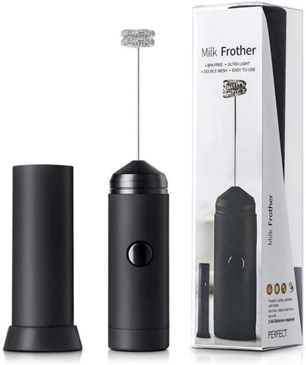 Handheld Electric Double Mesh Milk Frother - Whisk for Latte, Cappuccino, Barista Art