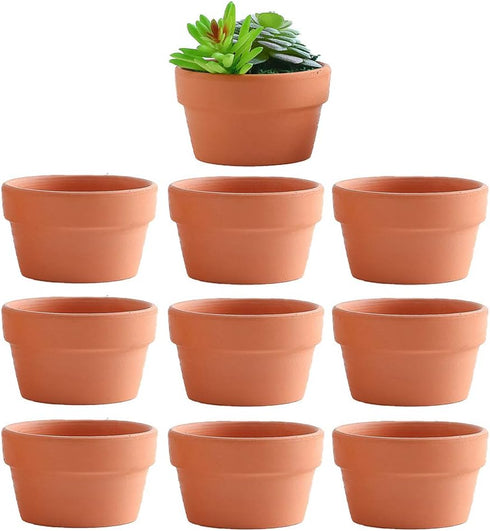 Yishang 4.4 Inch Shallow Terracotta Plant Pots, Ceramic Clay Cactus/Succulent Container with Drain Hole for