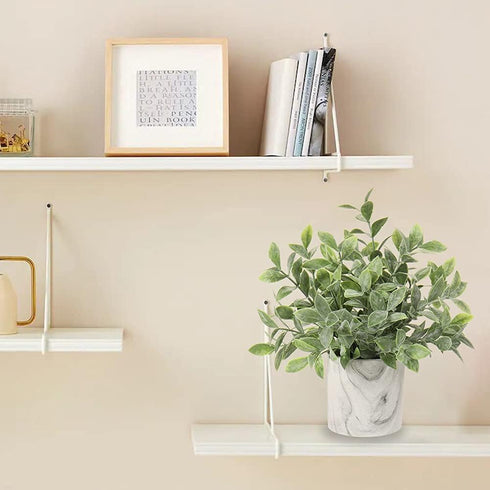 Hollyone Mini Artificial Potted Plants - Fake Plants in Marble Pots, 1Pcs Plastic Eucalyptus Greenery Faux Plants for