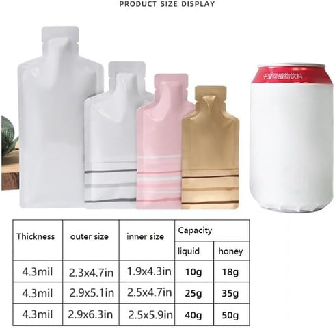NATX 100Pcs Package Packaging 2.95.1in (7.513cm)) Bottle Shape Open Top Aluminum Foil Pouch Bag with Tear Notch