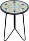 LIFFY Patio Side Table, 12" Outdoor Metal Side Table with Glass Top,