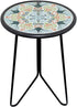 LIFFY Patio Side Table, 12" Outdoor Metal Side Table with Glass Top,