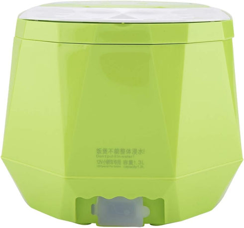 Electric Rice Cooker, Portable Food Steamer, Mini Travel Rice Cooker, 12V 100W, 1.3 L, Green