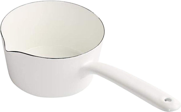 CALIDAKA 1.2L Enamel Milk Pan, Mini Butter Warmer with Pour Spout, Nonstick Enamel Saucepan for Induction Stoves