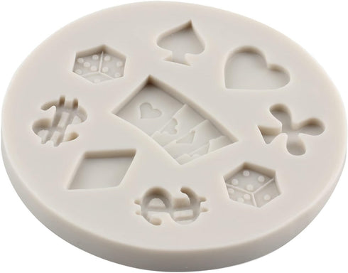 3D Casino Themed Poker Silicone Molds, Mini Heart Molds for Cake Decorating, Cupcake Topper, Candy Set of 1