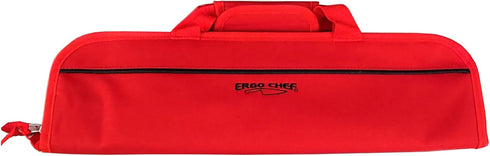 Ergo Chef 5 Pocket Bi-Fold Chef Knife Case Roll Bag, Lightweight Durable Nylon/Polyester Blend, Red