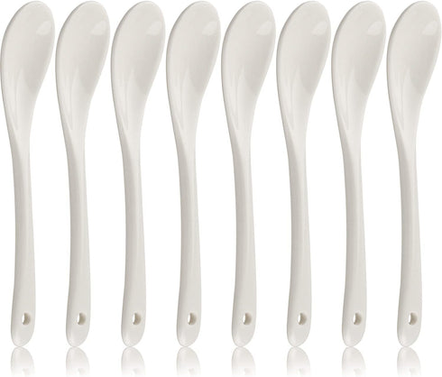 Porcelain Egg Spoons Set of 8, Ceramic Teaspoons for Tea Coffee Desserts Salt Sugar Spoon