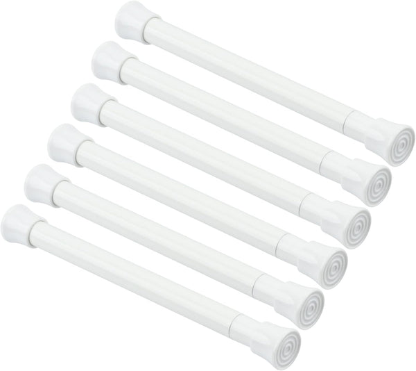 KXLIFE 6 PCS Small Spring Tension Curtain Rod 7.5-11.5 Inch, Adjustable No Drilling for Window