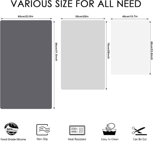 Counter, 31.5x23.6 Inch Countertop Extra Large Silicone Mat for Kitchen Heat Resistant Mat Protector, Non-Stick