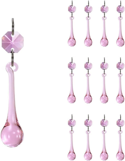 12pcs Raindrop Crystal Chandelier Prisms Parts, 53mm Hanging Crystals Beads for Chandeliers,