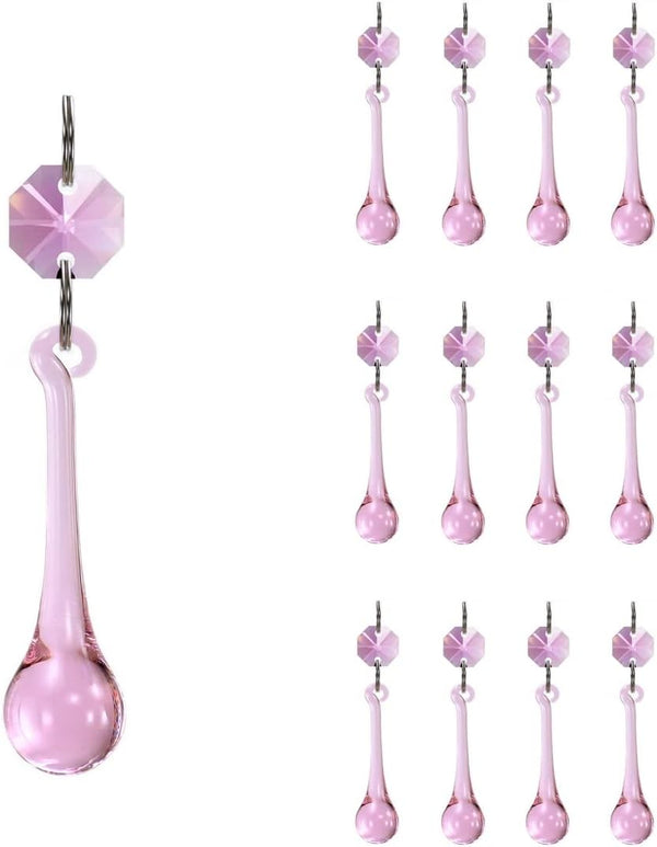 12pcs Raindrop Crystal Chandelier Prisms Parts, 53mm Hanging Crystals Beads for Chandeliers,