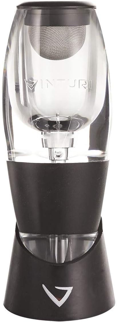 Vinturi Red Wine Aerator Includes Base, Enhanced Flavors with Smoother Finish, Black