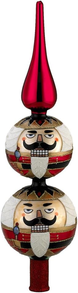 Kurt Adler Glass Nutcracker Treetop, 13-Inch