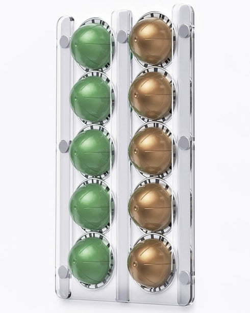 GALVANOX Magnetic Fridge Mount for Nespresso Vertuo Pods Holder - 10 Pod Capacity Clear Acrylic Storage and Display