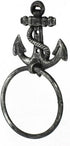 Hampton Nautical Cast Iron Anchor Towel Holder, 8.5", Antique Silver