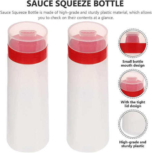 FILFEEL 4-Hole Squeeze Type Sauce Bottle, Resin for Ketchup, Jam, Mayonnaise, Olive Oil, Yellow/Red