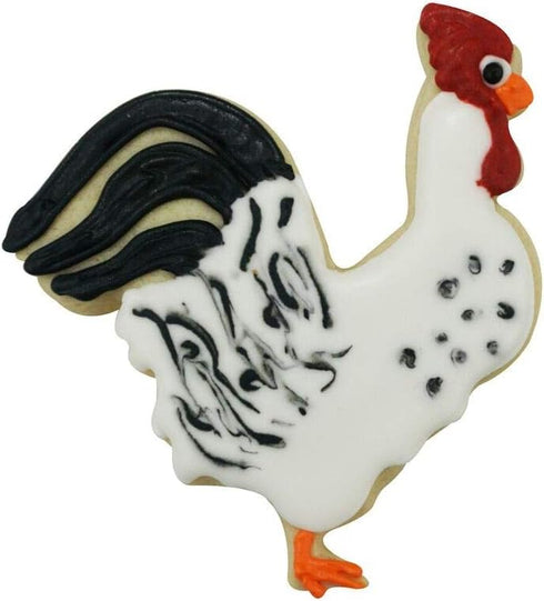 NCS Farm Animals Cookie Cutter Set - 4 Piece Tinplated Steel, Pig 3.75", Rooster 4", Cow 3.75", Horse 4"
