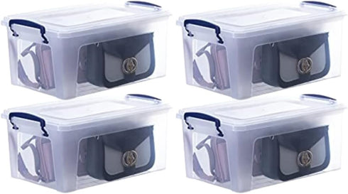Superio Storage Bins with Lids, Clear Plastic Containers for Organizing, Stackable Totes, 4 Pack, 9.5 Qt