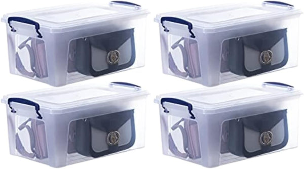 Superio Storage Bins with Lids, Clear Plastic Containers for Organizing, Stackable Totes, 4 Pack, 9.5 Qt
