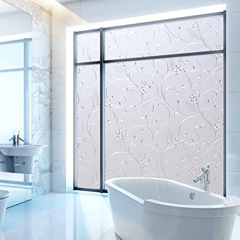 Niviy Window Privacy Film - Wheat Flower Frosted Glass Film, No Glue Door Window Covering for Office and Home