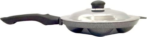 Appam Pan, Non Stick Ebelskiver Maker, 7 Cavity Paniyaram Pan with Stainless Steel Lid
