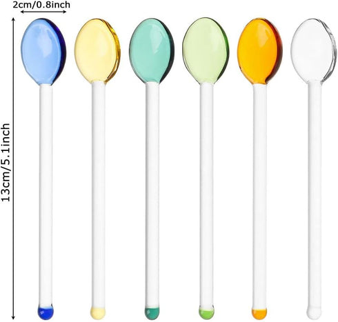 6PCS Colorful Tea Spoons, Long Handle Stirring Spoons for Home Kitchen Glassware