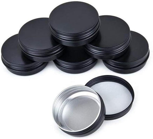 Aluminum Metal Tin 1oz/30ml - Black Round Tin Cans with Screw Top Lid, Pack of 10