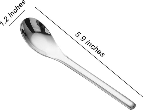 Thick Heavy weight Dinner Soup Spoons,Stainless Steel Tablespoons,Chinese Silver Spoon,Heavy Duty Asian Thick Long Handle Spoons,5.9 inches,Set of 4.