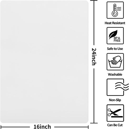 Silicone Mats for Kitchen Counter Thicker Extra Large Heat Resistant Mats Countertop Protector Liners for Bottom of Oven Air Fryer Coffee Maker, 24" x 16" x 2 mm, Translucent by InfiOne