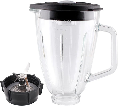 Replacement 6-Cup Glass Jar with 4-fins Blade - Compatible with Oster Blenders